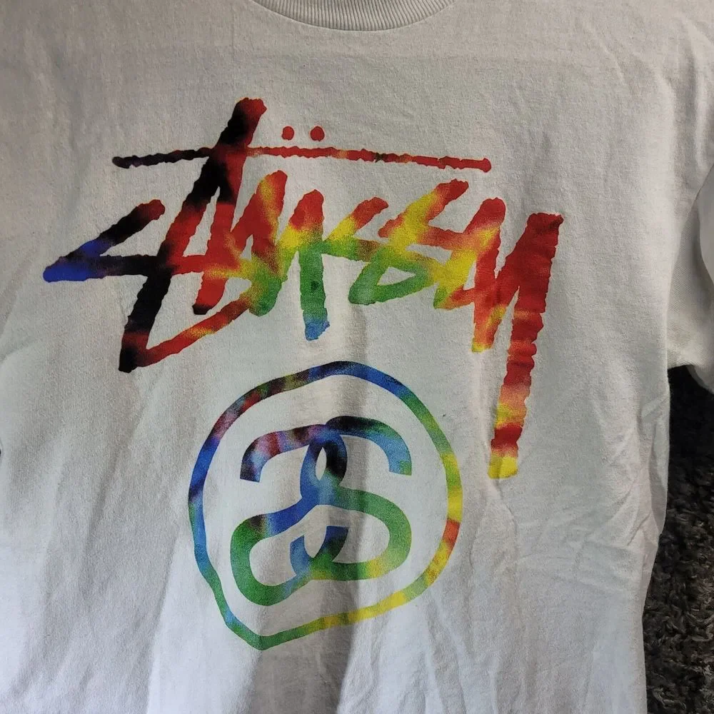 Stussy Sz Small logo T Shirt from the early 2000s Has Stain On Shoulder Pls See - Picture 2 of 9